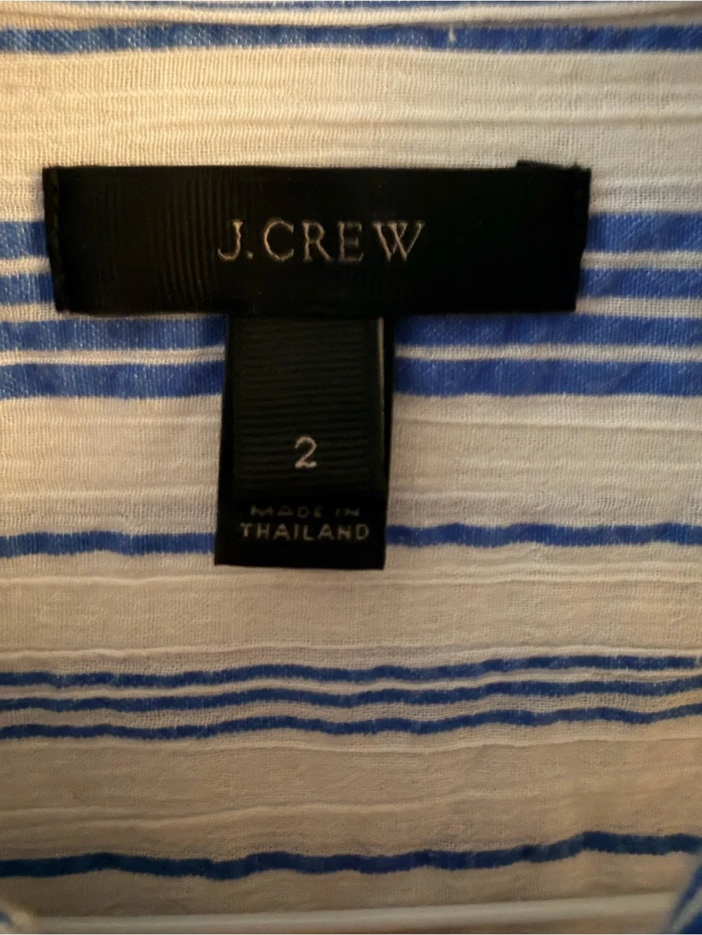J. Crew White Shirt with Blue Vertical Stripes